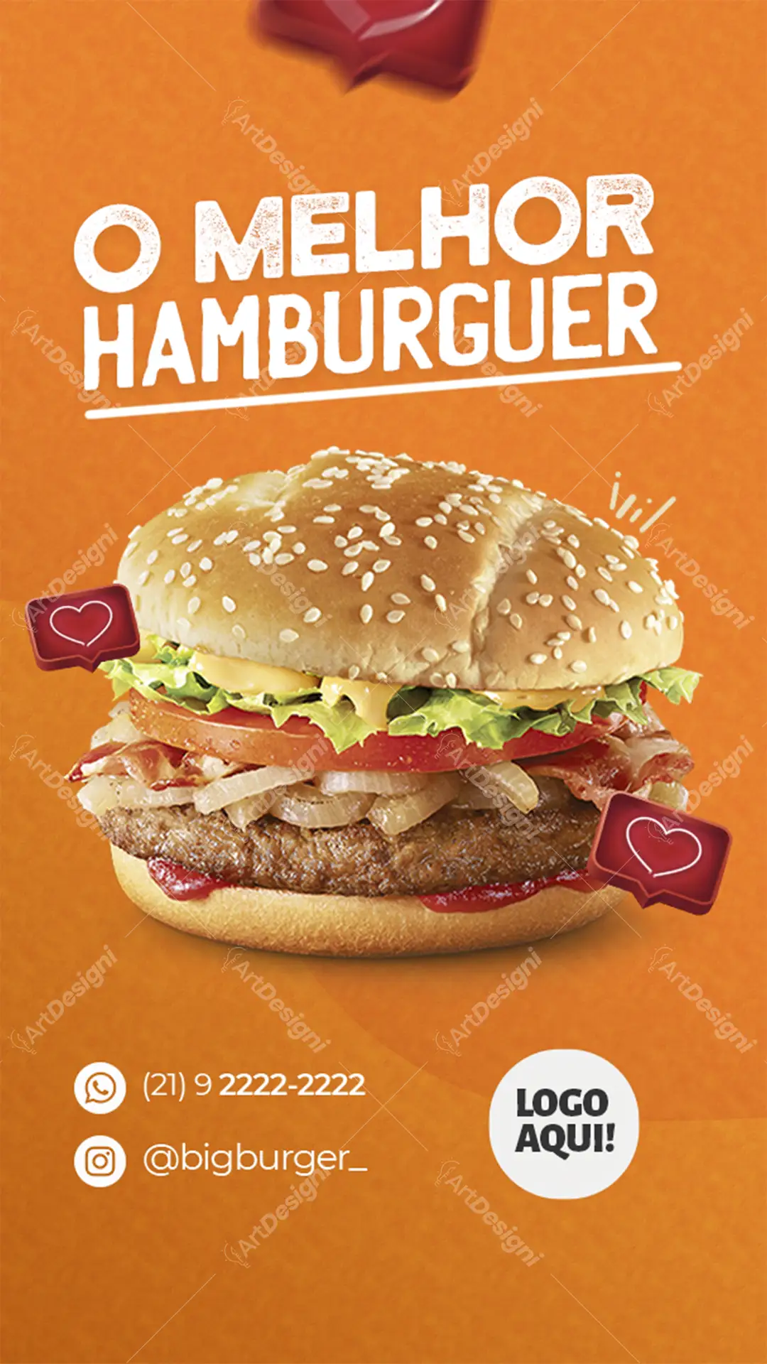 O Melhor Hamburguer Social Media PSD Editável