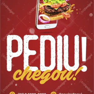 Pediu Chegou Hambúrguer Social Media PSD Editável